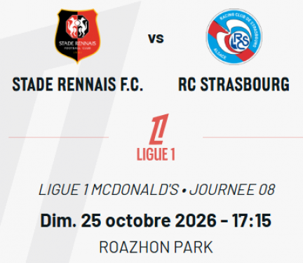 SRFC/RC STRASBOURG 25/10/2026 17H15